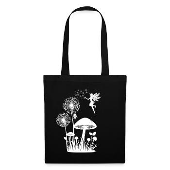 Schmetterlingdesign Pusteblumen Wiese Herzen Feen - Stoffbeutel - Schwarz - Vorne