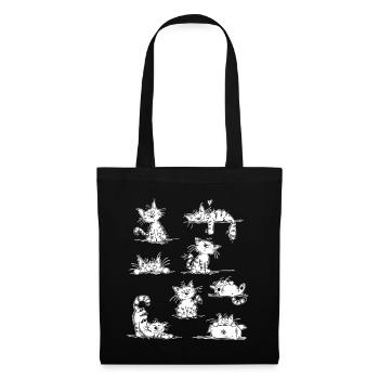 Lustige Katzen Doodle | Katzenfreund Geschenk - Stoffbeutel - Schwarz - Vorne