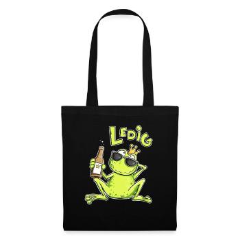 Ledig Frosch | Single Spruch Lustiges Geschenk - Stoffbeutel - Schwarz - Vorne