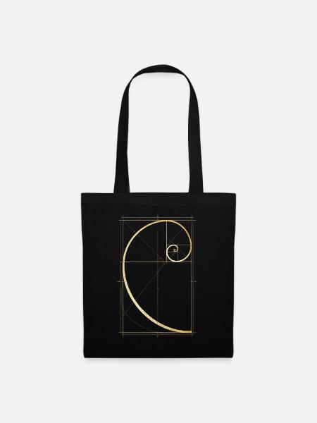 Fibonacci Spirale - Stoffbeutel - Schwarz
