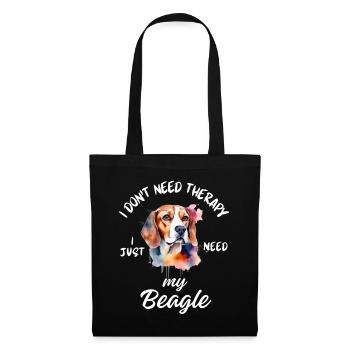 Aquarell-Beagle-Porträt - Stoffbeutel - Schwarz - Vorne