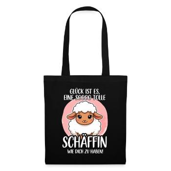 Schäffin Schaf Wortspiel Beste Chefin - Stoffbeutel - Schwarz - Vorne