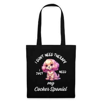 Pastel Cartoon Cocker Spaniel - Stoffbeutel - Schwarz - Vorne
