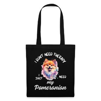 Lächelnder Aquarell-Pomeranian - Stoffbeutel - Schwarz - Vorne