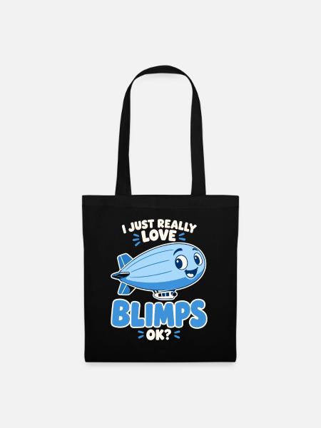 Ich liebe Blimps – fröhliche Luftschiff-Karikatur - Stoffbeutel - Schwarz