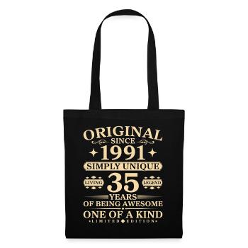 Original since 1991 Unique 35th Birthday - Stoffbeutel - Schwarz - Vorne