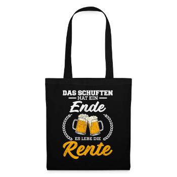Rente Ruhestand Rentner Bier Lustiger Spruch - Stoffbeutel - Schwarz - Vorne