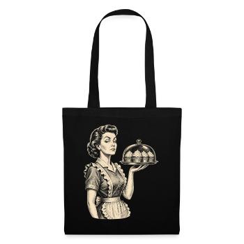  Retro-hausfrau Seitlicher Blick Vintage-cupcakes - Stoffbeutel - Schwarz - Vorne