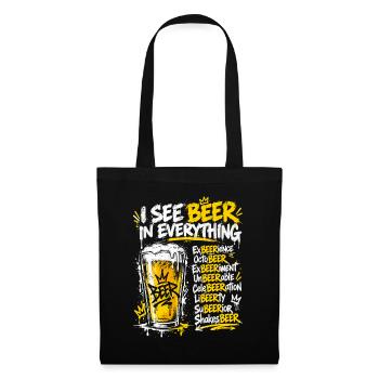 Ich sehe Bier in allem - Stoffbeutel - Schwarz - Vorne