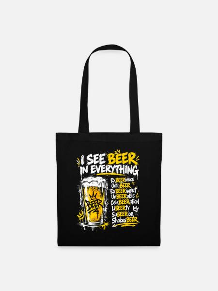 Ich sehe Bier in allem - Stoffbeutel - Schwarz