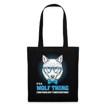 It's A Wolf Thing Hipster Wolf Brille Spruch - Stoffbeutel - Schwarz - Vorne