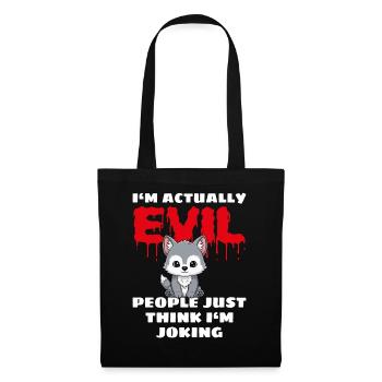 I'm Actually Evil Süßer Wolf Halloween Spruch - Stoffbeutel - Schwarz - Vorne
