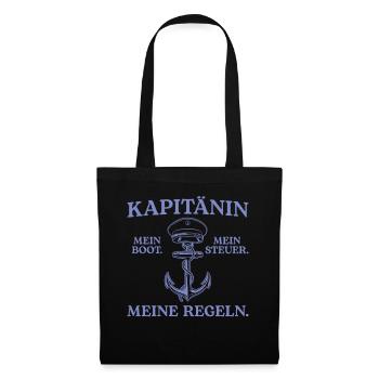 Kapitänin Mein Boot Meine Regeln - Stoffbeutel - Schwarz - Vorne