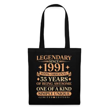 35th Birthday Legendary since 1991 Jahrgang - Stoffbeutel - Schwarz - Vorne