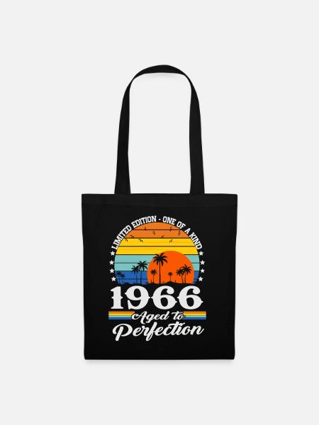 Vintage 1966 Jahrgang Geburtstag Geschenk Retro - Stoffbeutel - Schwarz