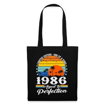 Vintage 1986 Jahrgang Geburtstag Geschenk Retro - Stoffbeutel - Schwarz - Vorne
