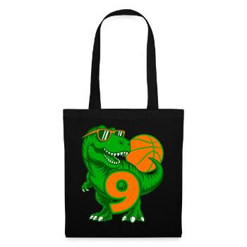 DINOSAURIER 9 JAHRE BASKETBALL 9. GEBURTSTAG - Stoffbeutel - Schwarz - Vorne