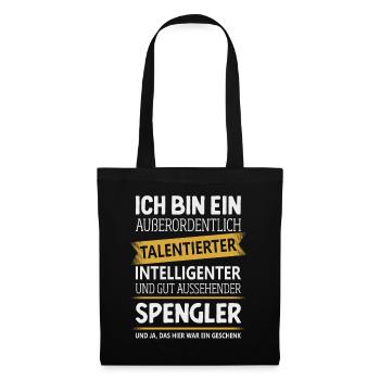 Spengler Klempner Flaschner Spenglermeister - Stoffbeutel - Schwarz - Vorne
