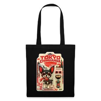 Tokyo Chihuahua Retro-Skyline - Stoffbeutel - Schwarz - Vorne