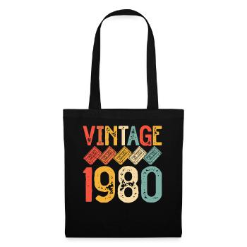 Vintage-Rainbow Retro 80er Kassettenkassette aus den 1980ern - Stoffbeutel - Schwarz - Vorne