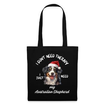 Weihnachts-Australischer Schäferhund-Weihnachtsmütze - Stoffbeutel - Schwarz - Vorne