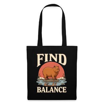 Find Balance Capybara – Stoisches Naturdesign - Stoffbeutel - Schwarz - Vorne
