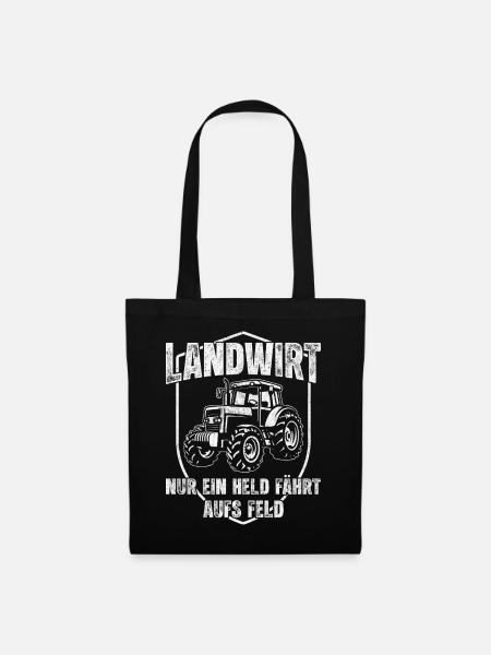 Landwirt Traktor Feld Bauer Lustiger Spruch - Stoffbeutel - Schwarz