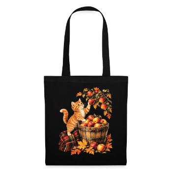 Katzenapfelpflücken Vintage Herbst-Obstgartenernte - Stoffbeutel - Schwarz - Vorne