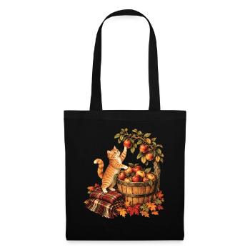 Katzenapfelpflücken Vintage Herbst-Obstgartenernte - Stoffbeutel - Schwarz - Vorne