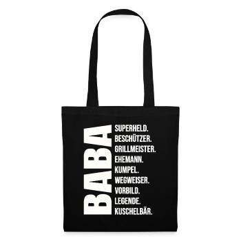 Bester Baba Vater Geschenk Superheld Grillmeister - Stoffbeutel - Schwarz - Vorne