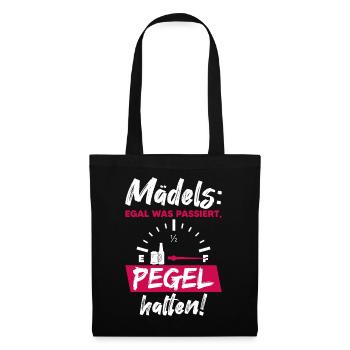 Mädels Bier Pegel Party Lustiger Spruch - Stoffbeutel - Schwarz - Vorne