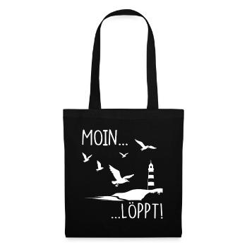 Moin Leuchtturm Möwen Küste Maritimes Geschenk - Stoffbeutel - Schwarz - Vorne