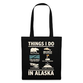 Dinge, die ich in Alaska tue: Im Winter Bärenlachs - Stoffbeutel - Schwarz - Vorne