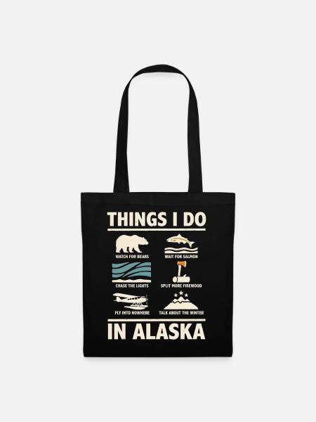 Dinge, die ich in Alaska tue: Im Winter Bärenlachs - Stoffbeutel - Schwarz
