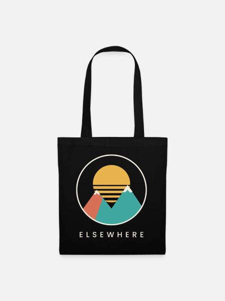 Elsewhere – Retro Mountain Sunset - Stoffbeutel - Schwarz
