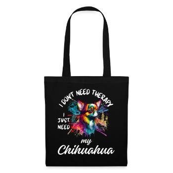 Bunter Regenbogenspritzer Chihuahua - Stoffbeutel - Schwarz - Vorne