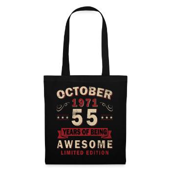 55. Geburtstag Geschenk Mann Best of Oktober 1971 - Stoffbeutel - Schwarz - Vorne