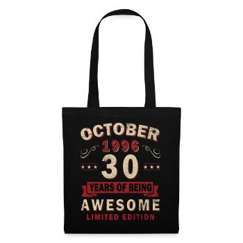 30. Geburtstag Geschenk Mann Original Oktober 1996 - Stoffbeutel - Schwarz - Vorne