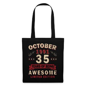 35. Geburtstag Geschenk Mann Original Oktober 1991 - Stoffbeutel - Schwarz - Vorne