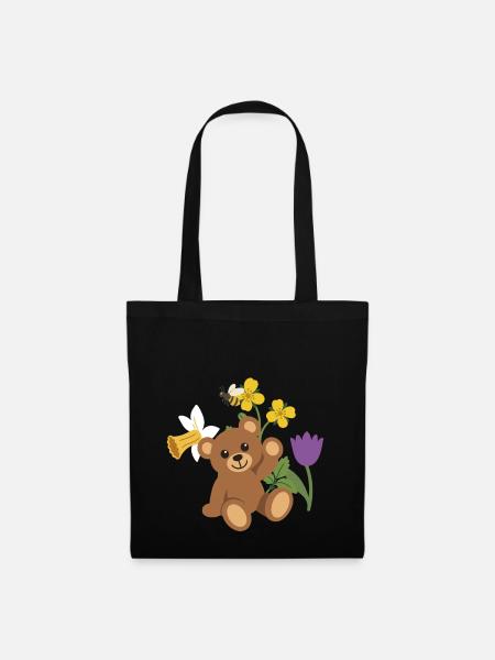 Gartenfreunde · Narzisse · Winkender Teddy · Natur - Stoffbeutel - Schwarz