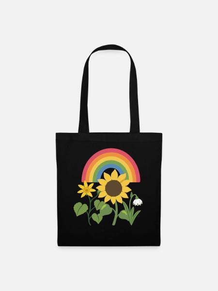 Natur · Blumen · Bunte Sonnenblume - Stoffbeutel - Schwarz