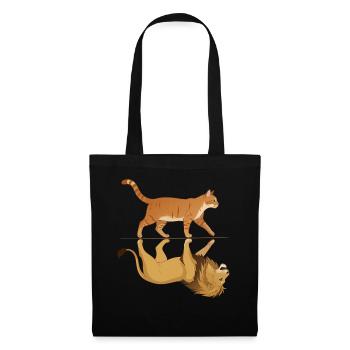 Katze mit Löwe Reflektion Tiere - Stoffbeutel - Schwarz - Vorne