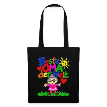 Beste Oma der Welt gemaltes Geschenk vom Enkelkind - Stoffbeutel - Schwarz - Vorne