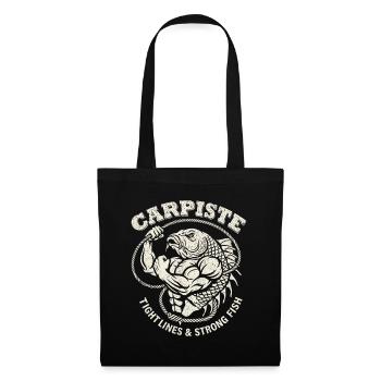 Karpfenangler, Karpfenfischer, Fischer-Geschenk - Stoffbeutel - Schwarz - Vorne