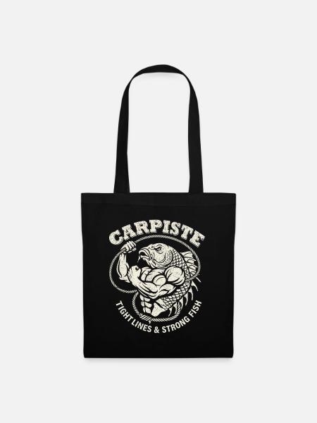 Karpfenangler, Karpfenfischer, Fischer-Geschenk - Stoffbeutel - Schwarz