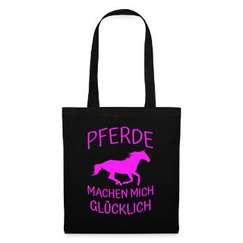 Pferde Glück - Stoffbeutel - Schwarz - Vorne