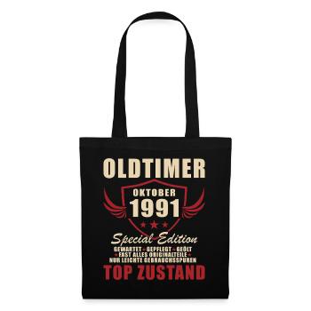35. Geburtstag Geschenk Mann Original Oktober 1991 - Stoffbeutel - Schwarz - Vorne