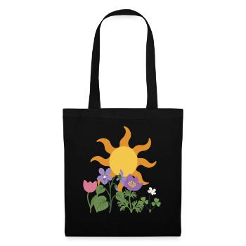Veilchen · Sonne · Geschenkidee · Blüten - Stoffbeutel - Schwarz - Vorne