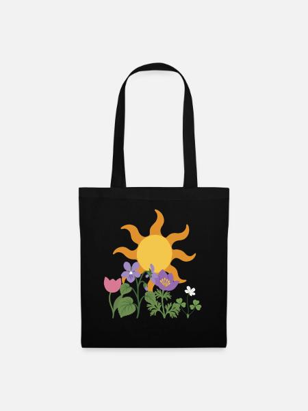 Veilchen · Sonne · Geschenkidee · Blüten - Stoffbeutel - Schwarz