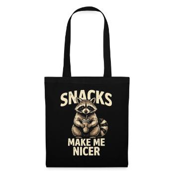 Snacks machen mich schöner lustiges Waschbärendesign - Stoffbeutel - Schwarz - Vorne